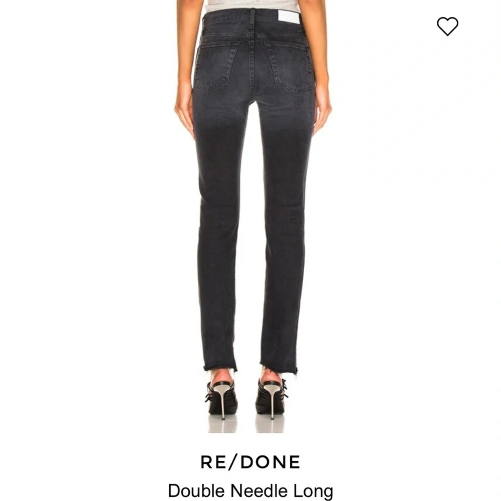 RE/DONE black button fly‎ raw hem jeans 28 double needle long REDONE